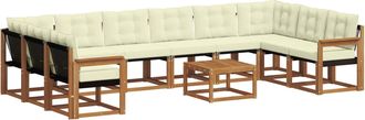 vidaXL Conjunto De Sof&aacute;s De Exterior 11 Uds. Natural Y Crema Vidaxl