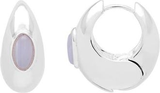 Estella Bartlett Chunky Blue Lace Agate Hoop Earrings in Silver at Nordstrom