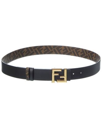 Fendi Fendi Ff Rounded Reversible Leather Belt