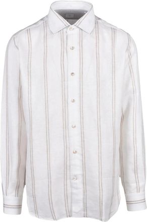 Eleventy White Beige Linen Gauzed Shirt