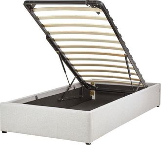 Beliani Beliani - Letto singolo con contenitore in tessuto grigio chiaro 90 x 200 cm Dinan