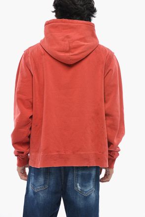 Dsquared2 Felpa Hoodie LOOSE FIT in Cotone Garzato Effetto Vintage Dsquared2