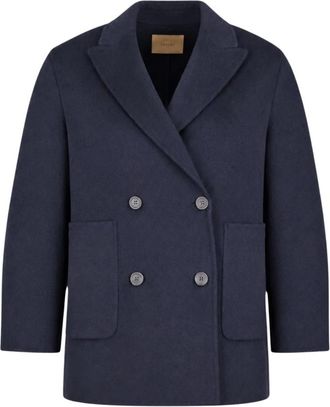 Twinset Double-Breasted Coats - Dames - Mantel - Blauw - 2XL - Jassen