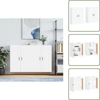 vidaXL The Living Store Armadietti a Parete 2 pz Bianchi in Legno Multistrato - Armadietto in legno