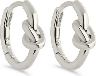 Sterling Forever Minnie Love Knot Huggie Hoop Earrings in Silver at Nordstrom Rack