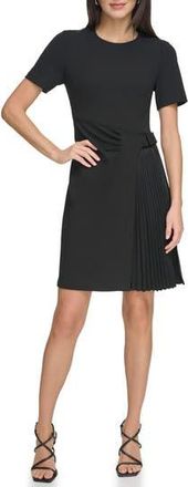 DKNY Short Sleeve Pleated Crepe A-Line Dress in Black at Nordstrom Rack, Size 18 (Similar To 14W)