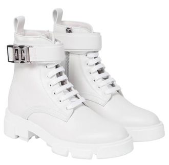 Givenchy White Terra boots in leather with 4G buckle Size 37