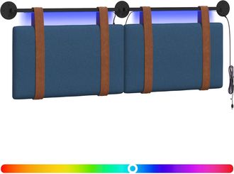 vidaXL Cabecero Colgante Con Luz Led Azul Pu Antiguo Vidaxl