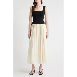 ZOE AND CLAIRE Mixed Media Dress in Black Ivory at Nordstrom, Size X-Large