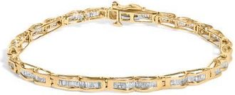 House of Brilliance 10K Yellow Gold 2.00 Cttw Baguette Diamond Channel Set Link Bracelet at Nordstrom
