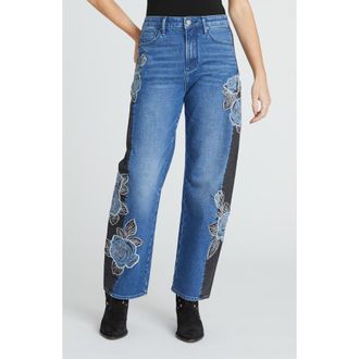 Free People Lucy Rose Patchwork Barrel Leg Jeans in Medium Wash at Nordstrom Rack, Size 29