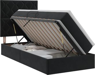 vidaXL Cama Con Almacenamiento Y Colch&oacute;n Negro 100 X 200 Cm Terciopelo Vidaxl