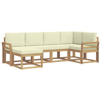 vidaXL Conjunto De Sof&aacute;s De Exterior 6 Pcs Blanco Y Crema Poli&eacute;ster Vidaxl