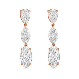 Diana M. Jewels 14kt Rose Gold 20cts Lab Grown Multi-shaped diamond Drop Earrings
