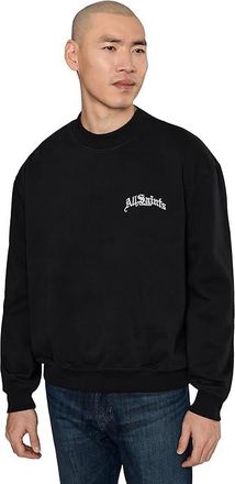 AllSaints Descent Crew Mens Sweatshirt Washed Black : MD, Cotton