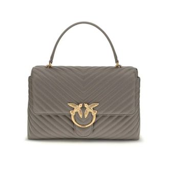Pinko Handbags, female, Gray, ONE SIZE, Love Lady Calfskin Handbag