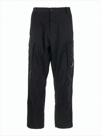 C.P. Company Cargo-Inspired Straight Pants With Iconic Logo Patch
