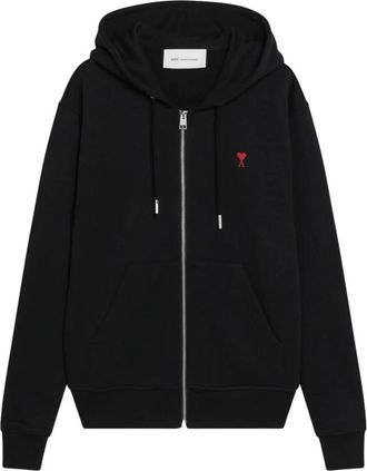 Ami Quota Zipped Hoodie - Dames - Sweatshirts & Hoodies - Zwart - Maat: L Katoen