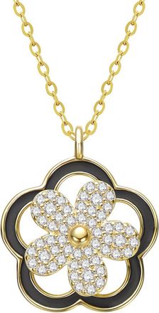 Rachel Glauber 14K Plated Cz Flower Necklace