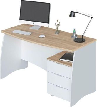 Mirakemueble Mesa Escritorio Estil Despacho Blanco Artik Y Roble Canadian 136x67x74 Cm