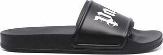 Palm Angels Black Logo Pool Slides