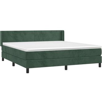 vidaXL Cama Box Spring Con Colch&oacute;n Terciopelo Verde Oscuro 160x200 Cm Vidaxl