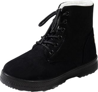 Generic Winter Boots for Women UK Snow Warm Fur Lined Ankle Boots Comfortable Suede Lace Up Non Slip Ankle Platform Booties Outdoor(Black,37)