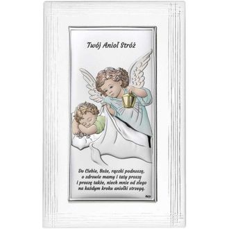 OEM Cuadro Plateado De Un &Aacute;ngel Con Linterna, Marco Decorativo tu &Aacute;ngel De La Guarda, Color Ds02f-c 12 X 19 Cm