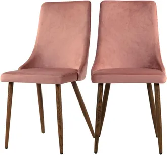 Rendez-Vous Déco Set de 2 sillas de terciopelo rosa