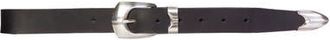 Black Suede Studio Neve Belt in Black Leather /Silver at Nordstrom, Size Medium