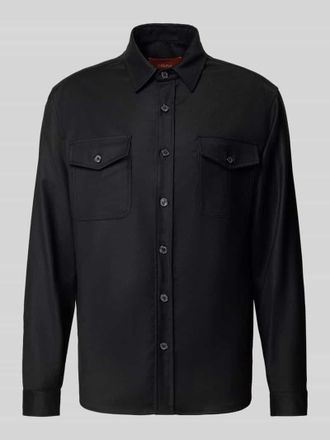 Cruna Regular Fit Overshirt aus Schurwolle mit Pattentaschen in Black, Größe 46