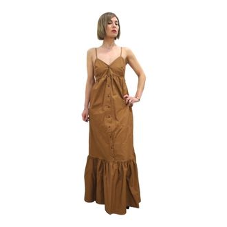 White Wise Maxi Jurk - Dames - Maxi kleedjes - Bruin - 3XL - Katoen - Kleedjes