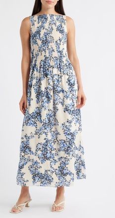 & Other Stories Floral Smocked Cotton Maxi Sundress in Porcelain Floral Aop at Nordstrom, Size 8