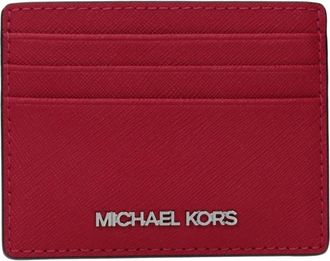 Michael Kors Luxe Leren Kaarthouder - Dames - Portefeuilles - Rood - ONE Size - Leer - Accessoires