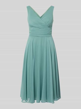 Troyden Collection Knielanges Cocktailkleid aus Chiffon mit V-Ausschnitt in Mint, Gr&ouml;&szlig;e 34