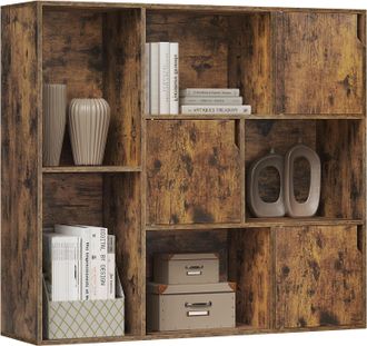 Woltu Woltu Librer&iacute;a De 8 Cubos, Estante De Almacenamiento De Madera, Organizador Independiente Para Oficina, Sala De Estar, Dormitorio, Marr&oacute;n R&uacute;stico