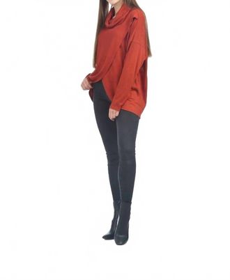 Papillon Cowl Neck Crossover Top In Rust