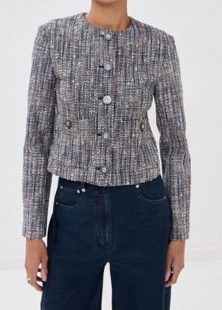 Veronica Beard Andrea Cotton Tweed Jacket In Navy Multi