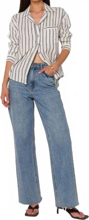 Velvet Heart Lyla Long Sleeve Button Down Shirt In Black Stripe