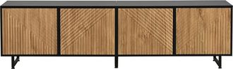 Urban Meuble Mueble TV industrial de roble y negro con 4 puertas