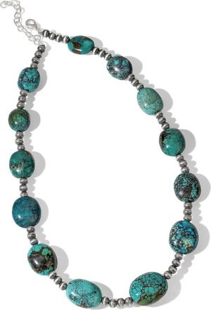 Tiramisu Plated Natural Turquoise Statement Necklace