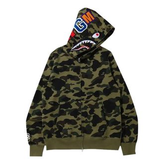 A Bathing Ape 1ST Camo Shark Full Zip Hoodie Green 1L80-115-007-GREEN