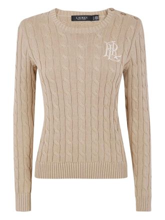 Lauren Ralph Lauren cable-knit jumper - women - Cotton/Elastane/Nylon - L - Neutrals