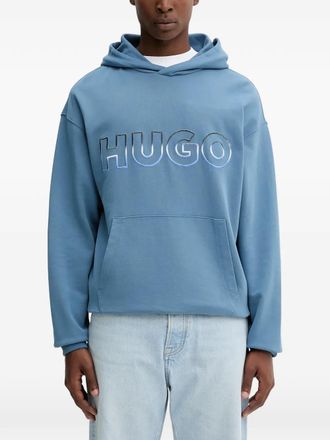 HUGO BOSS Hoodie met logodetail - Blauw