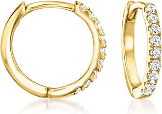 RS Pure by Ross-Simons Diamond Charm-Compatible Huggie Hoop Earrings in 14kt Yellow Gold
