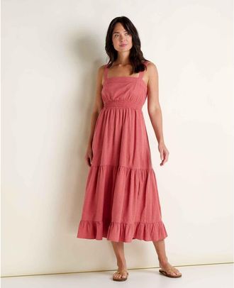 Toad & Co Taj Hemp Tiered Midi Sleeveless Dress in Dusty Cedar at Nordstrom, Size X-Small