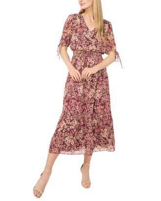 CeCe by Cynthia Steffe Cece V Neck Tie Sleeve Smocked Waist Maxi Dress