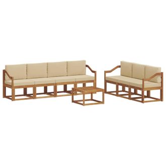 vidaXL Conjunto De Sof&aacute;s De Exterior Con Coj&iacute;n 8 Pcs Natural Y Beige Vidaxl