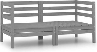 vidaXL Garden 2-Seater Sofa Grey Solid Pinewood Vidaxl