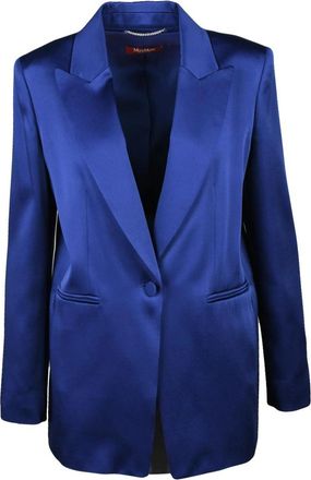 Max Mara Studio Giacca - Dames - Blazers - Blauw - L - Leer - Jassen